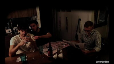 Exhibitionist gay couple in front of real grandpa (old young)